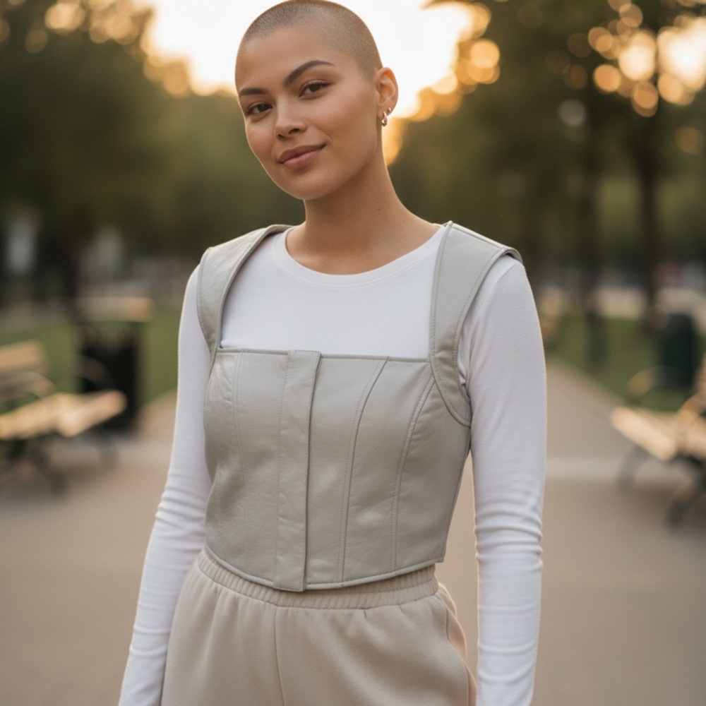 Avec Les Filles Gray Button Down Shirt